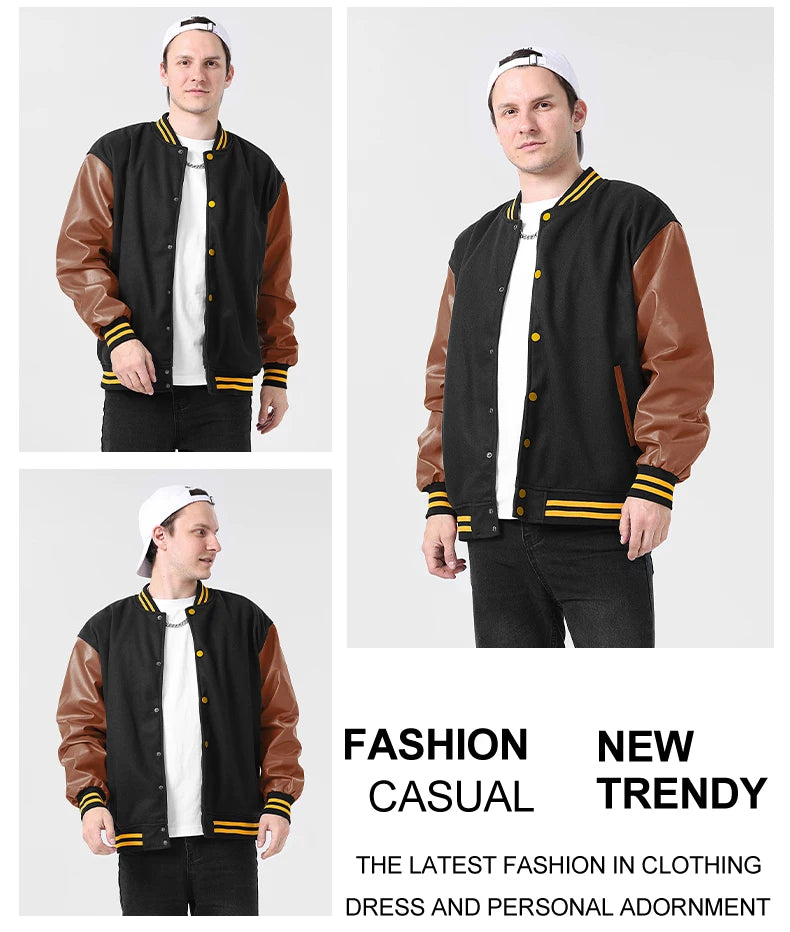 Men Bomber varsity jacket Baseball Patche Color Block Outerwear Casual Loose Spring and Autumn Comfy Unisex Coats New In Jackets
