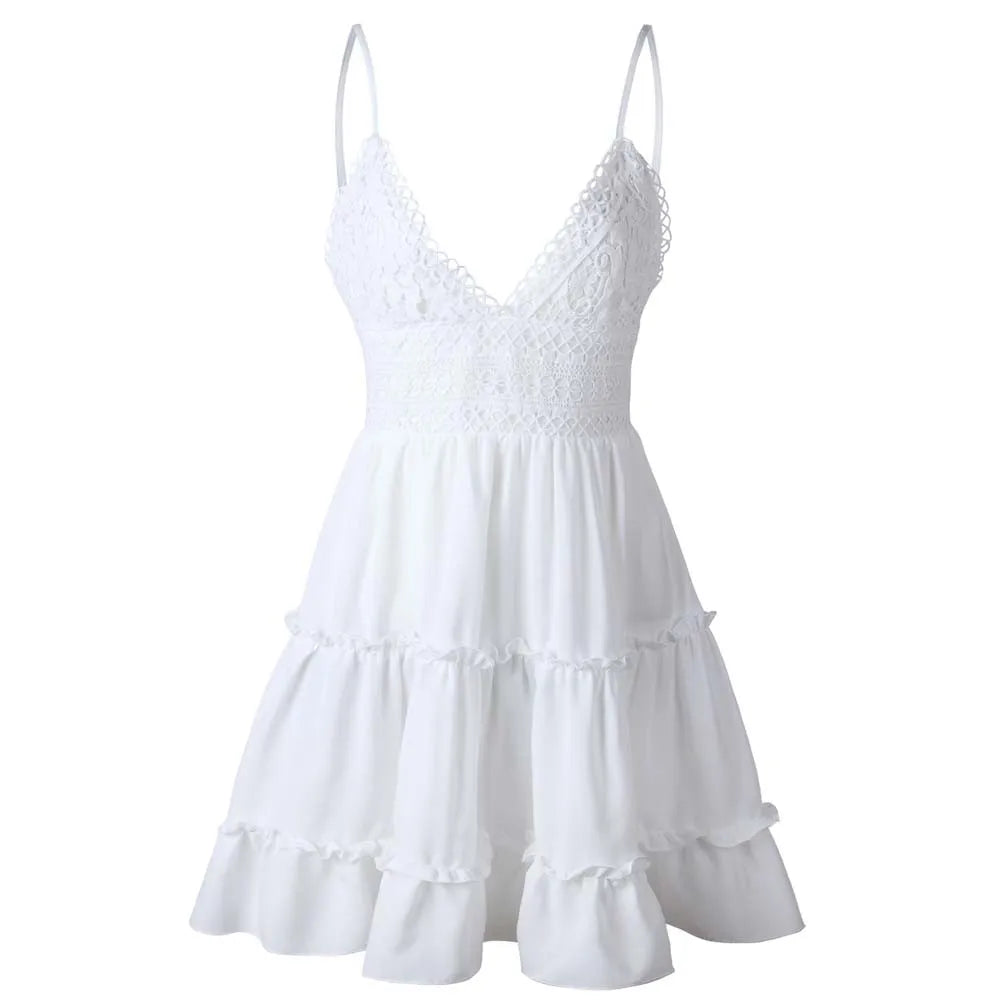 Top Selling Evening White Beach Dresses For Women 2024 Plus Size Mini Party Sundress Backless Dress Vestidos Para Mujer