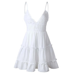 Top Selling Evening White Beach Dresses For Women 2024 Plus Size Mini Party Sundress Backless Dress Vestidos Para Mujer