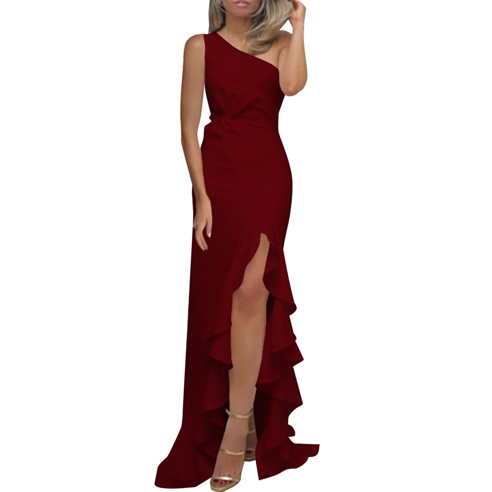 Elegant One Shoulder Ruched Prom Dresses Women Ruffle Waisted Formal Evening Dress Slim White Dress Female Formal Dress платье