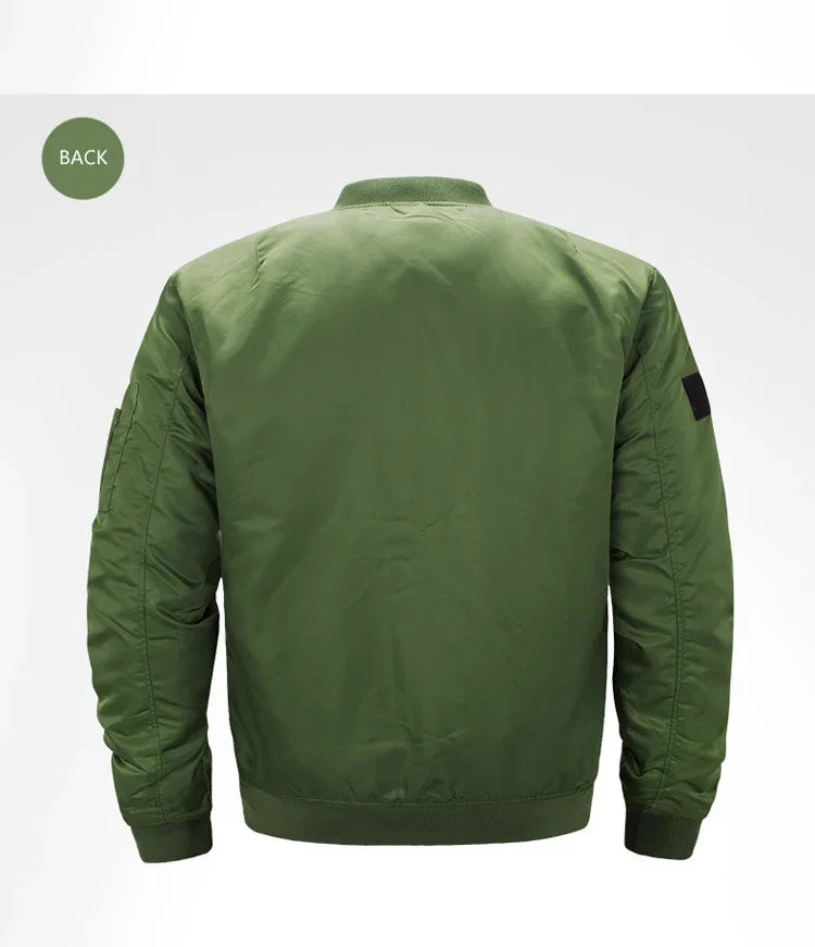 bomber jacket Bomber Jackets Men Casual Solid Zipper Pilot Jacket Green New Slim Fit Male Coats Mens Military New pilot Air men