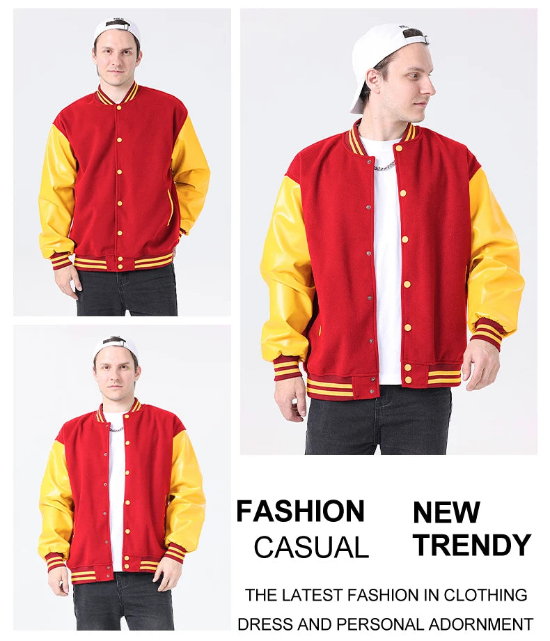 Men Bomber varsity jacket Baseball Patche Color Block Outerwear Casual Loose Spring and Autumn Comfy Unisex Coats New In Jackets