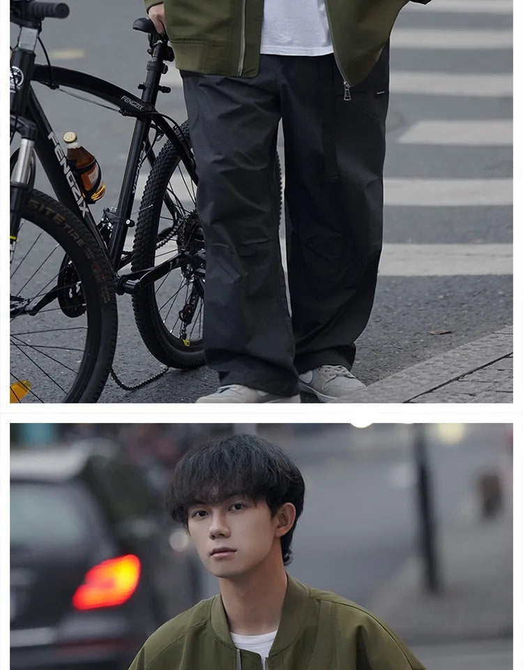 Man Bomber Jacket Oversize Spring Autumn Boys Long Sleeve Stand Collar Baseball Clothes Black Green Retro Coat Plus Size Xxl